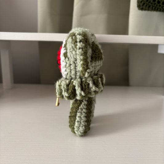 Handmade Crochet Jester Plushie – Whimsical Amigurumi Clown Doll in Watermelon