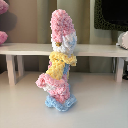 Handmade Crochet Baby Jules the Jester Plushie – Amigurumi Clown Doll in Pastel