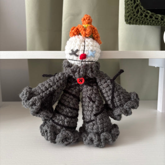 Handmade Crochet Clown Plushie – Whimsical Amigurumi Clover the Clown inspired by Ennard
