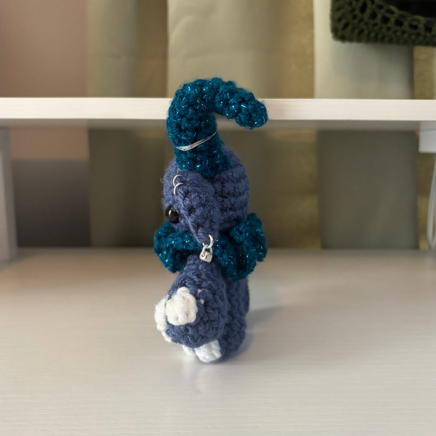 Gruhm the Baphotroll Crochet Plush in Blue – Gothic Fantasy Creature – Handmade Crochet Monster