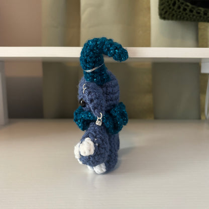 Gruhm the Baphotroll Crochet Plush in Blue – Gothic Fantasy Creature – Handmade Crochet Monster
