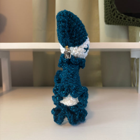 Handmade Crochet Jester Plushie – Whimsical Amigurumi Jules the Jester in Starry Night