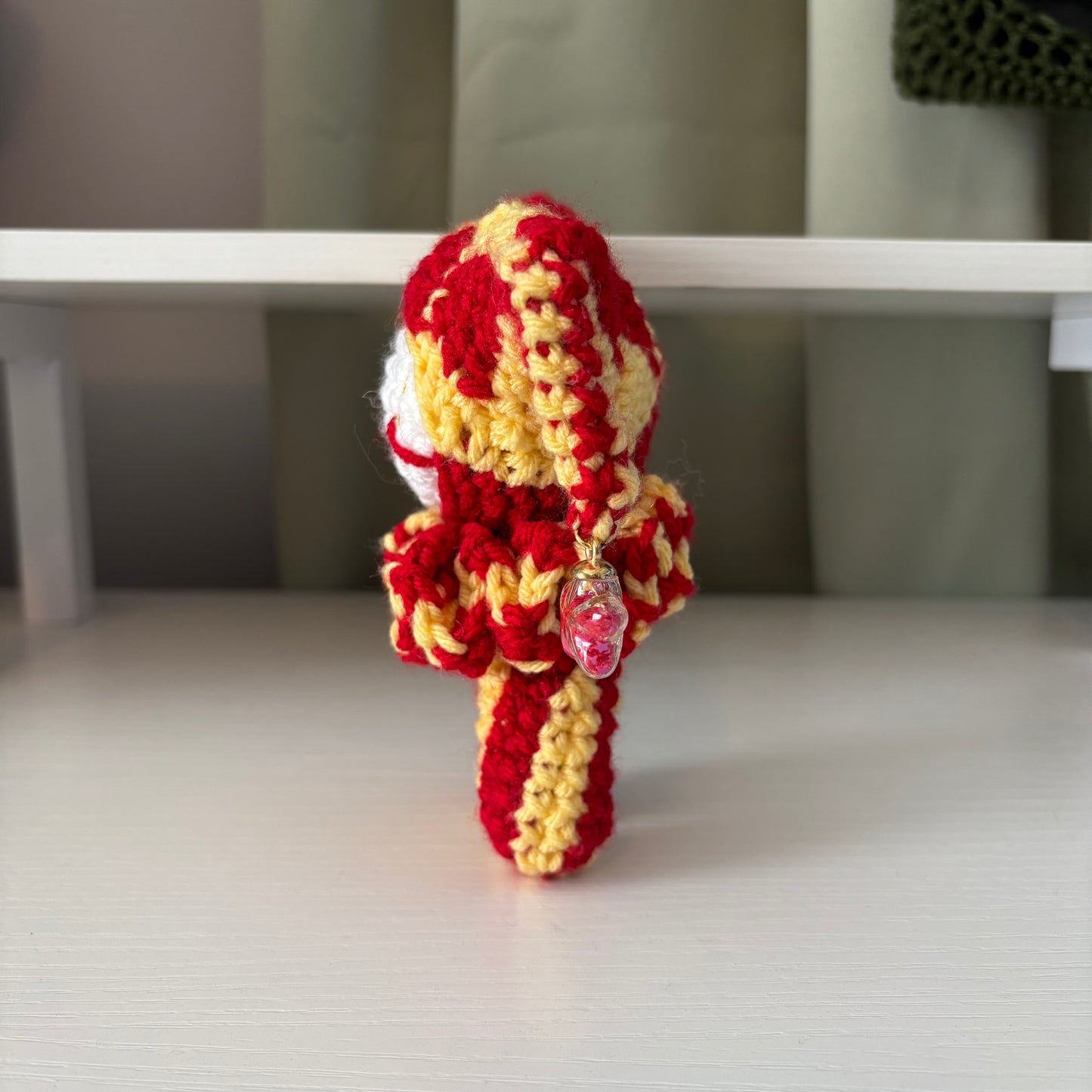 Handmade Crochet Jester Plushie – Whimsical Amigurumi Clown Doll in Red and Yellow with Star Charms