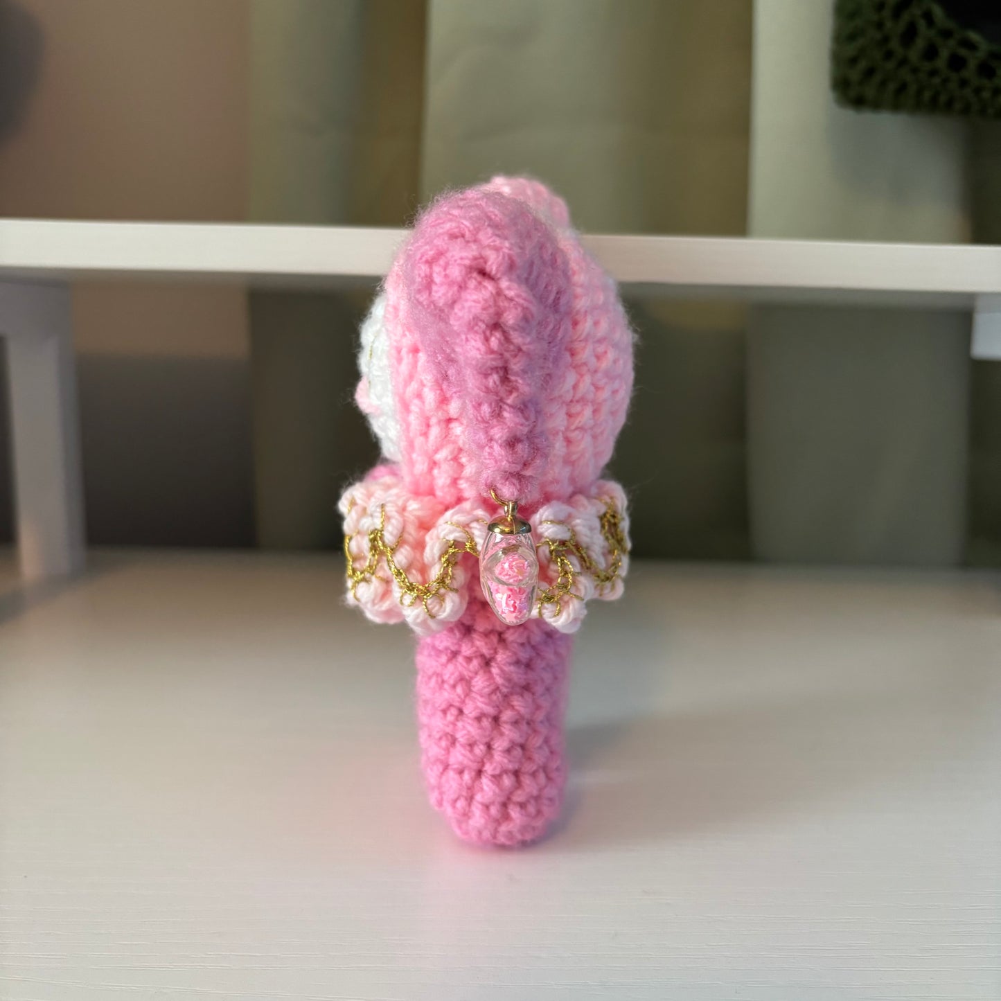 Handmade Crochet Jester Plushie – Whimsical Amigurumi Clown Doll in Pinks with Star Charms