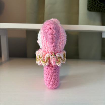 Handmade Crochet Jester Plushie – Whimsical Amigurumi Clown Doll in Pinks with Star Charms