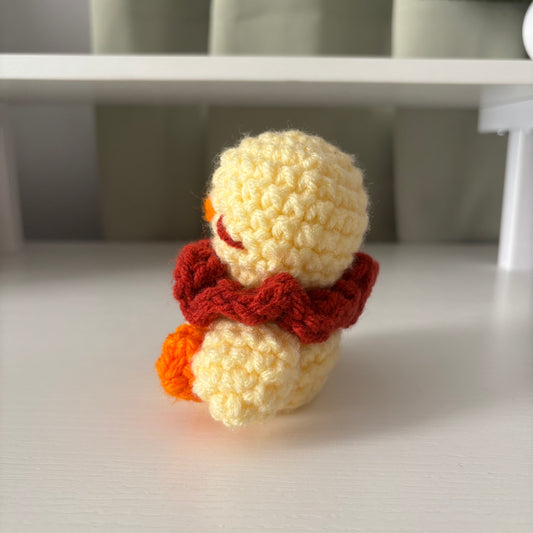 Handmade Crochet Duck Clown Plushie – Whimsical Amigurumi