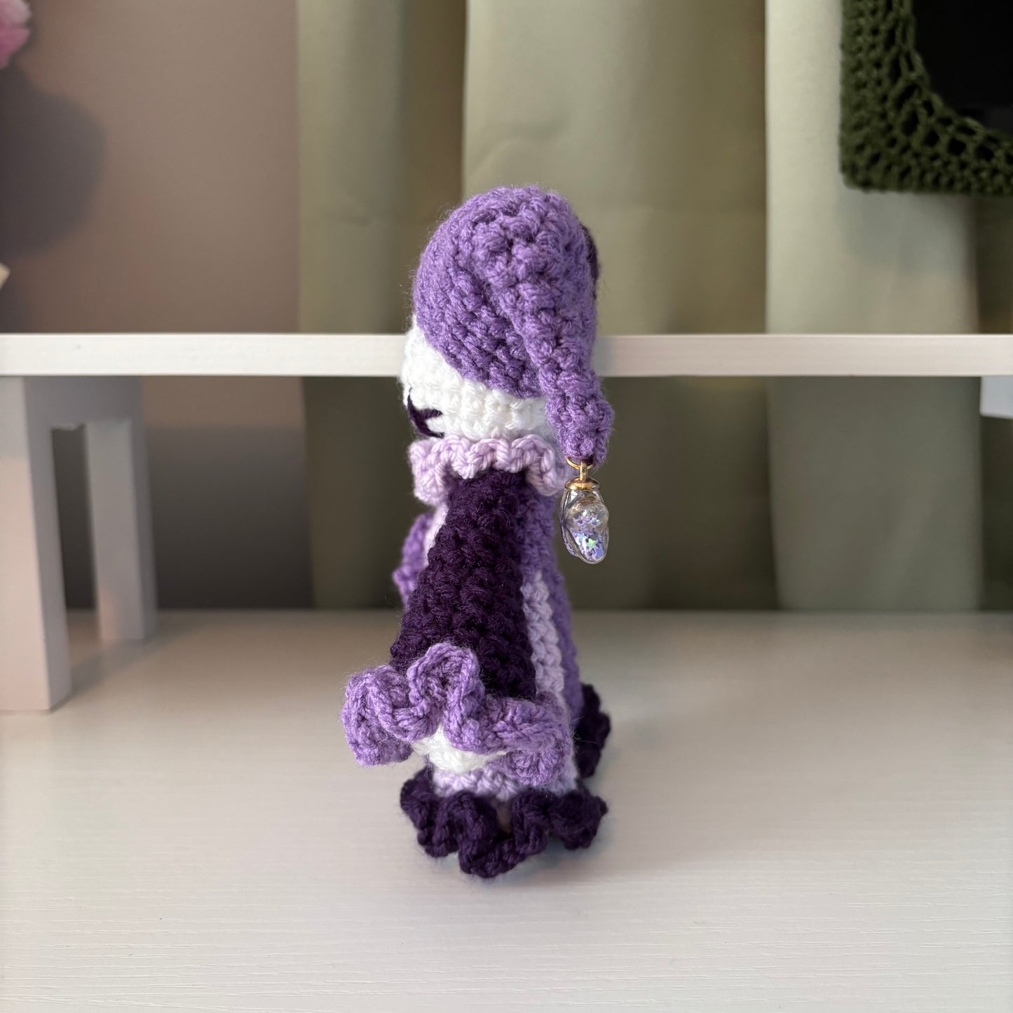 Handmade Crochet Jester Plushie – Whimsical Amigurumi Jules the Jester in Purples