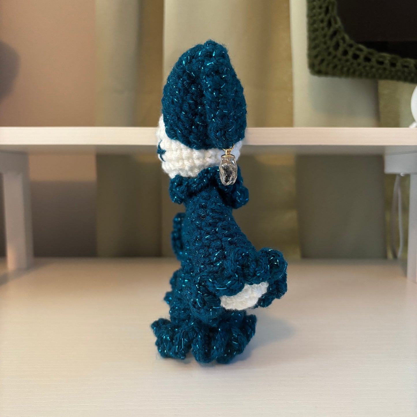 Handmade Crochet Jester Plushie – Whimsical Amigurumi Jules the Jester in Starry Night