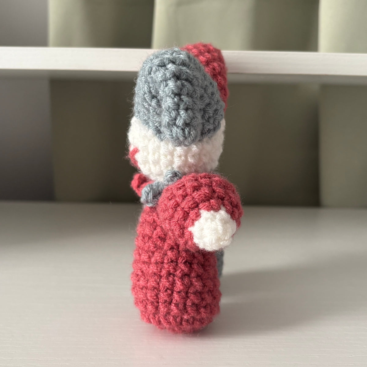 Handmade Crochet Jester Plushie – Whimsical Amigurumi Clown Doll in Blue and Red