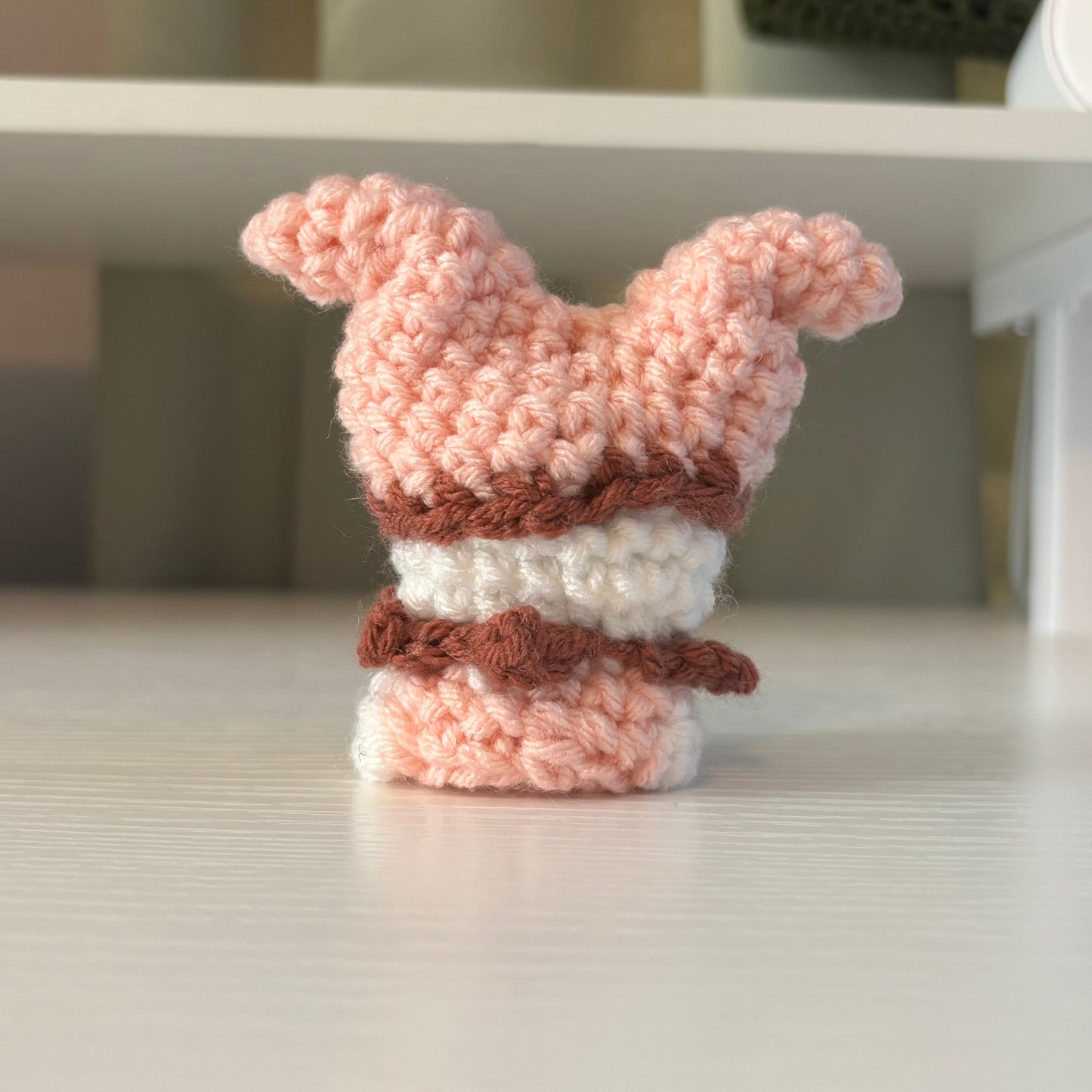 Handmade Crochet Baby Jester Plushie – Whimsical Amigurumi Clown Doll in Pink