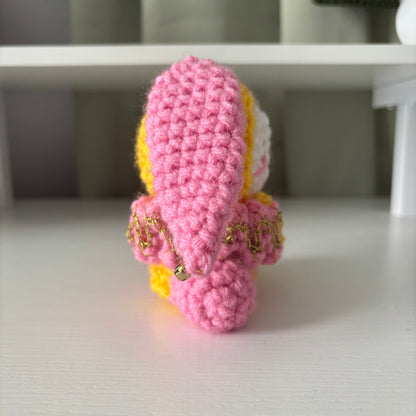 Handmade Crochet Jester Bunny Plushie – Amigurumi Clown Doll in Pink and Yellow