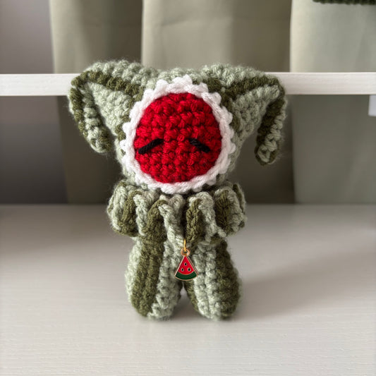Handmade Crochet Jester Plushie – Whimsical Amigurumi Clown Doll in Watermelon