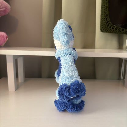 Handmade Crochet Fluffy Jester Plushie – Whimsical Amigurumi Jules the Jester in Blue
