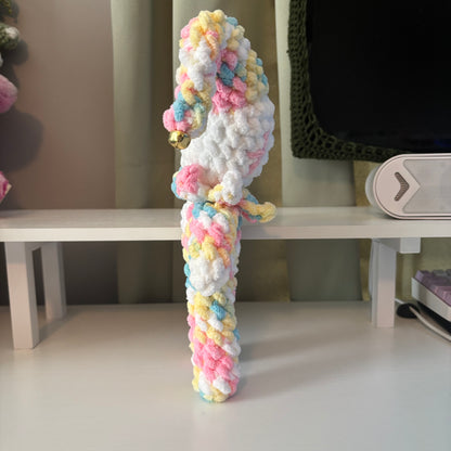 Handmade Crochet Mini Jester Plushie – Amigurumi Clown Doll in Pastel