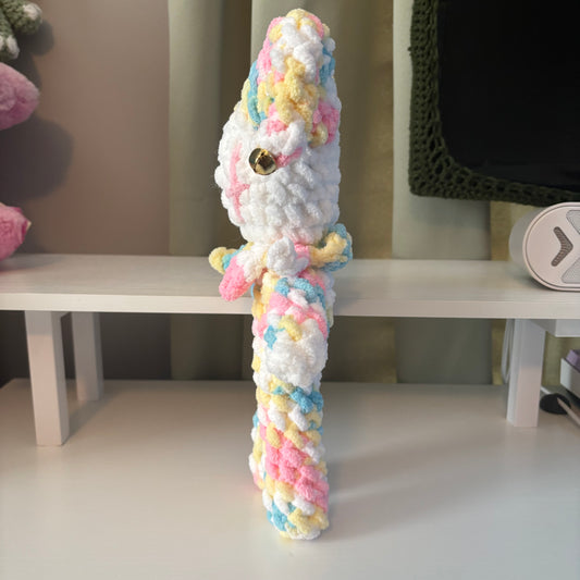 Handmade Crochet Mini Jester Plushie – Amigurumi Clown Doll in Pastel