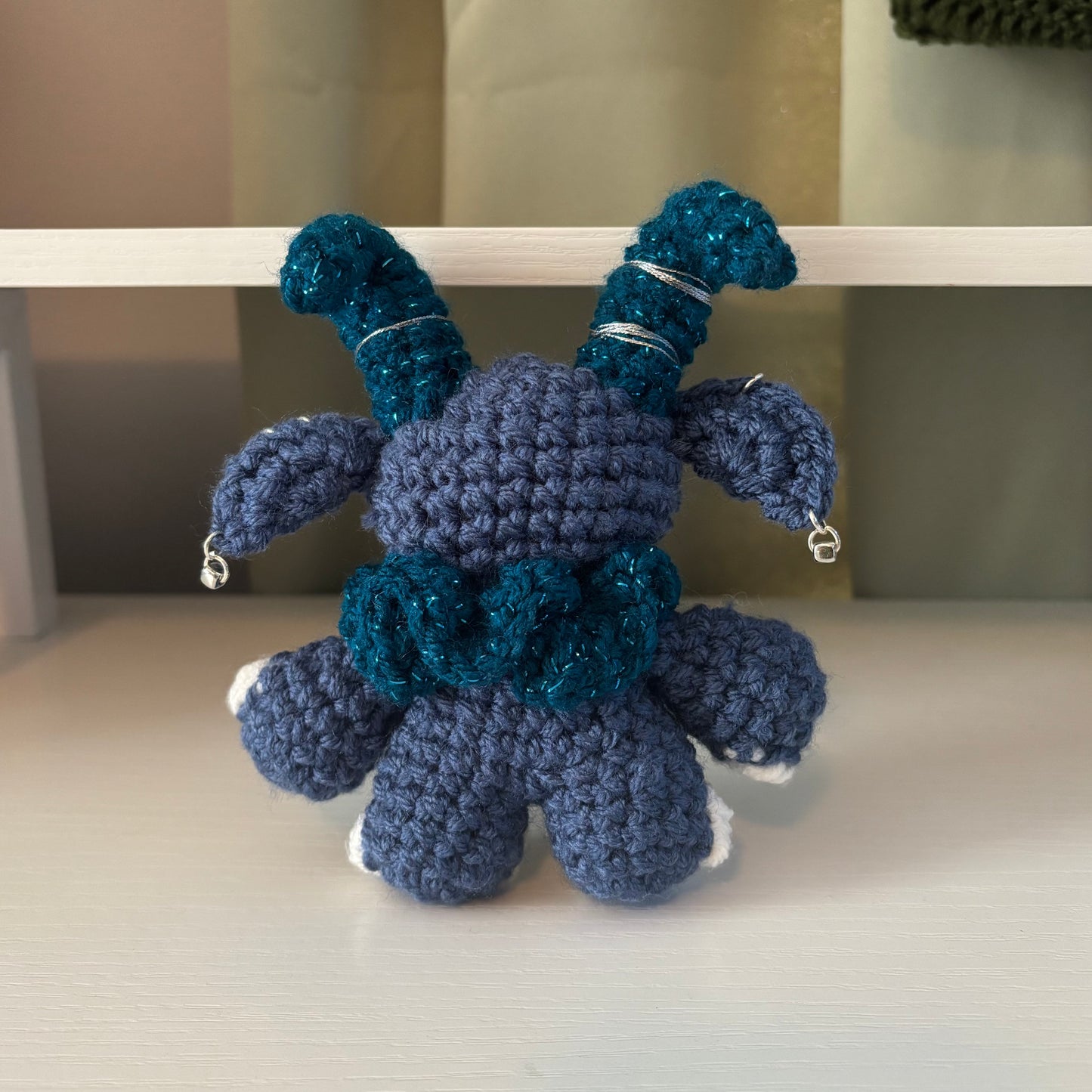 Gruhm the Baphotroll Crochet Plush in Blue – Gothic Fantasy Creature – Handmade Crochet Monster