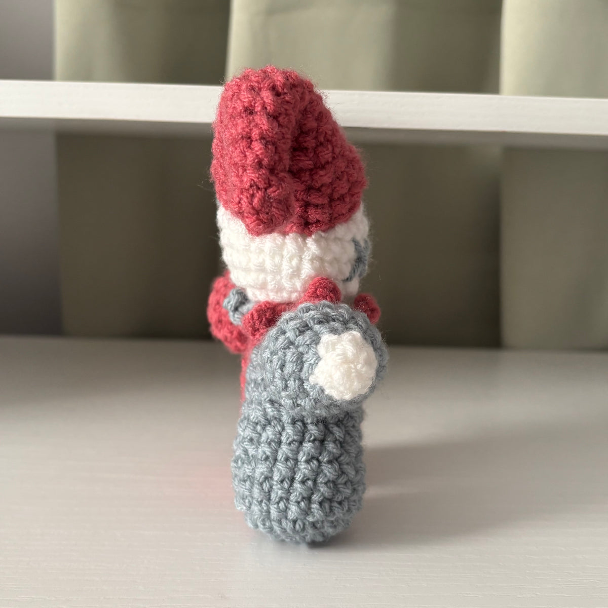 Handmade Crochet Jester Plushie – Whimsical Amigurumi Clown Doll in Blue and Red