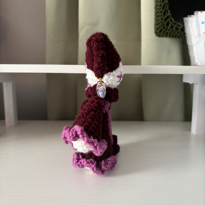 Handmade Crochet Jester Plushie – Whimsical Amigurumi Jules the Jester in Magenta