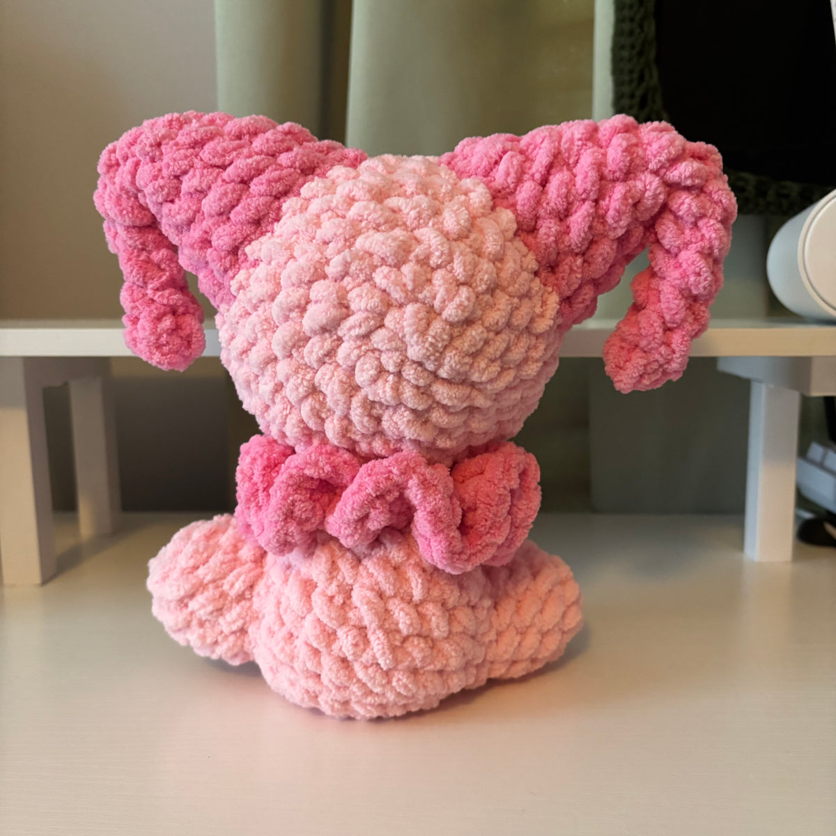 Handmade Crochet Jester Plushie – Whimsical Amigurumi Clown Doll in Pink