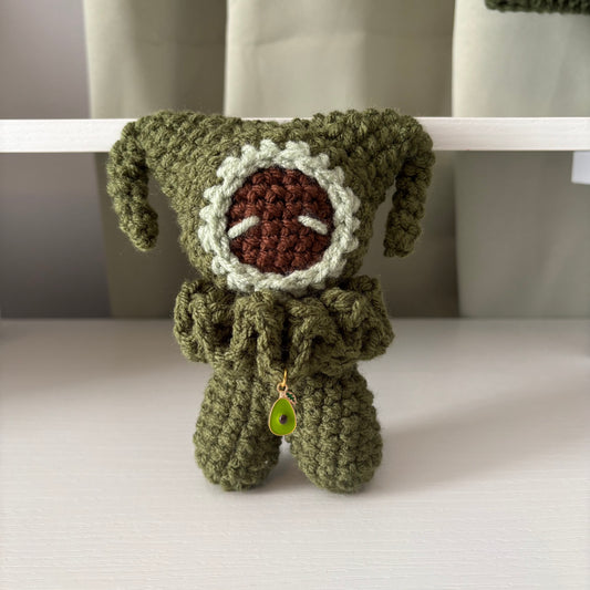 Handmade Crochet Jester Plushie – Whimsical Amigurumi Clown Doll in Avacado