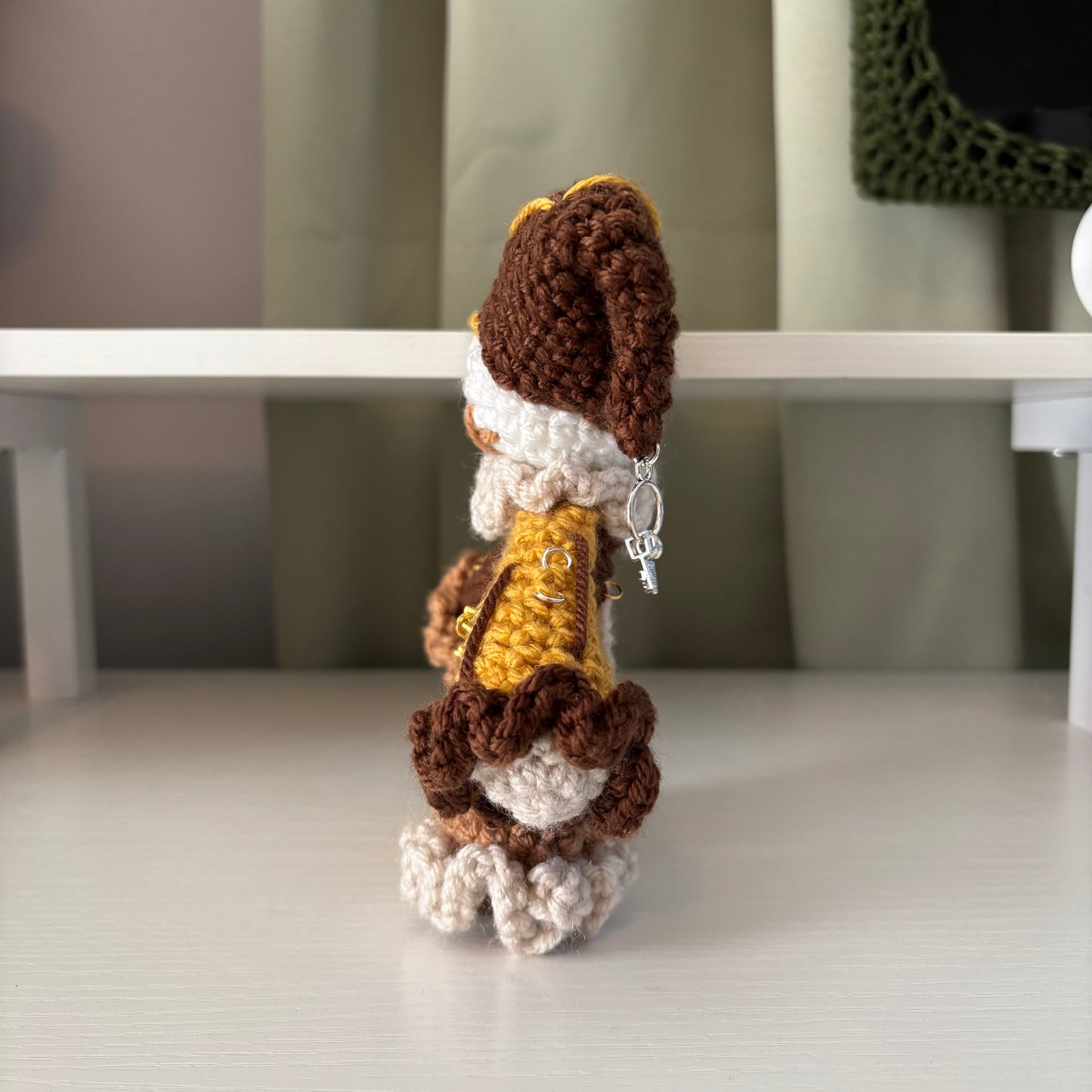 Handmade Crochet Jester Plushie – Whimsical Amigurumi Jules the Jester in Browns
