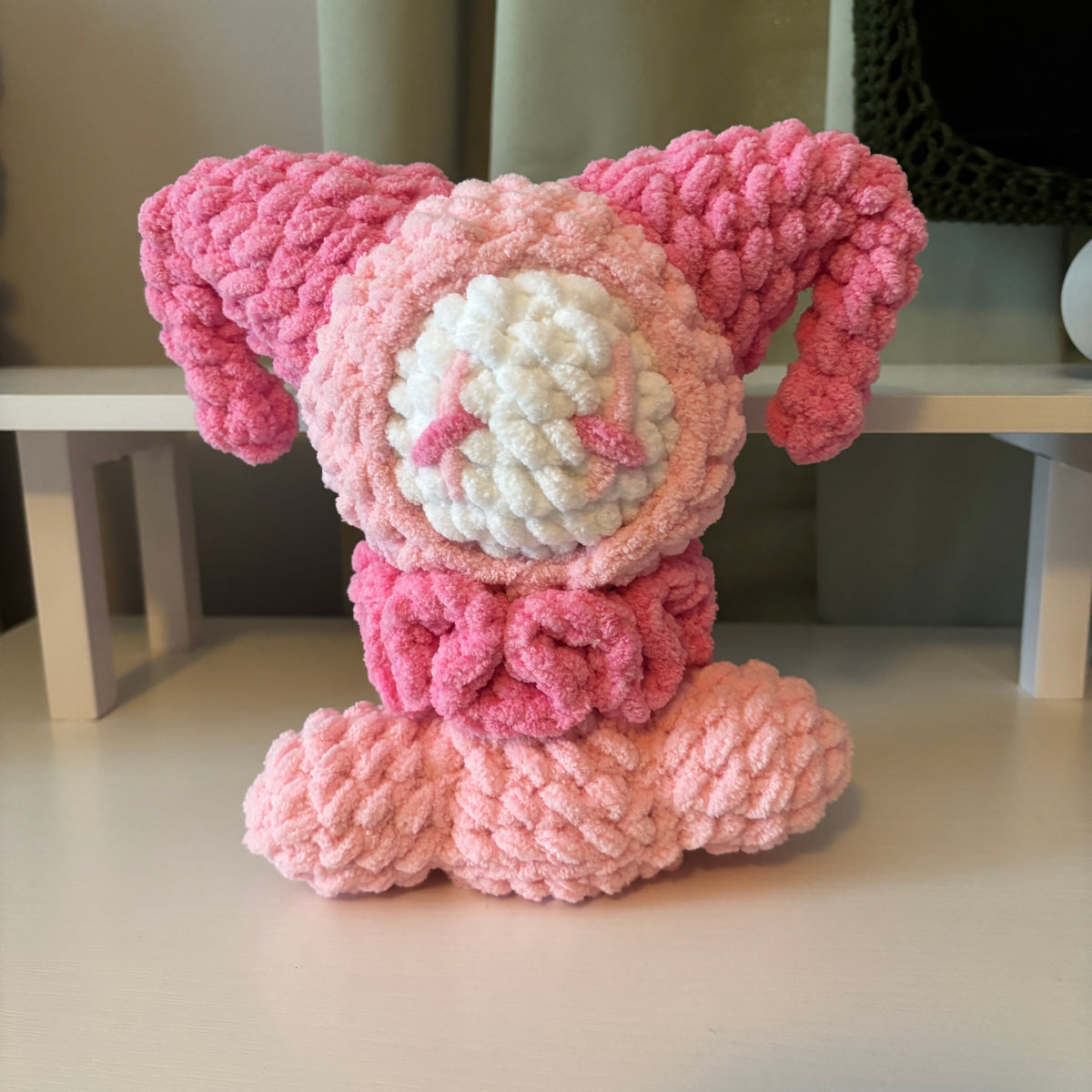 Handmade Crochet Jester Plushie – Whimsical Amigurumi Clown Doll in Pink
