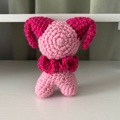 Handmade Crochet Jester Plushie – Whimsical Amigurumi Clown Doll in Pink