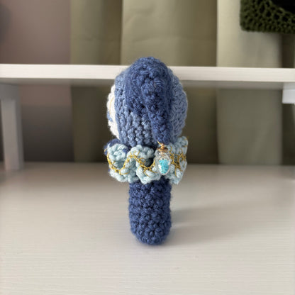 Handmade Crochet Jester Plushie – Whimsical Amigurumi Clown Doll in Blues with Star Charms