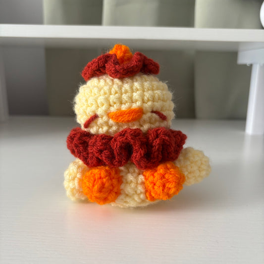 Handmade Crochet Duck Clown Plushie – Whimsical Amigurumi