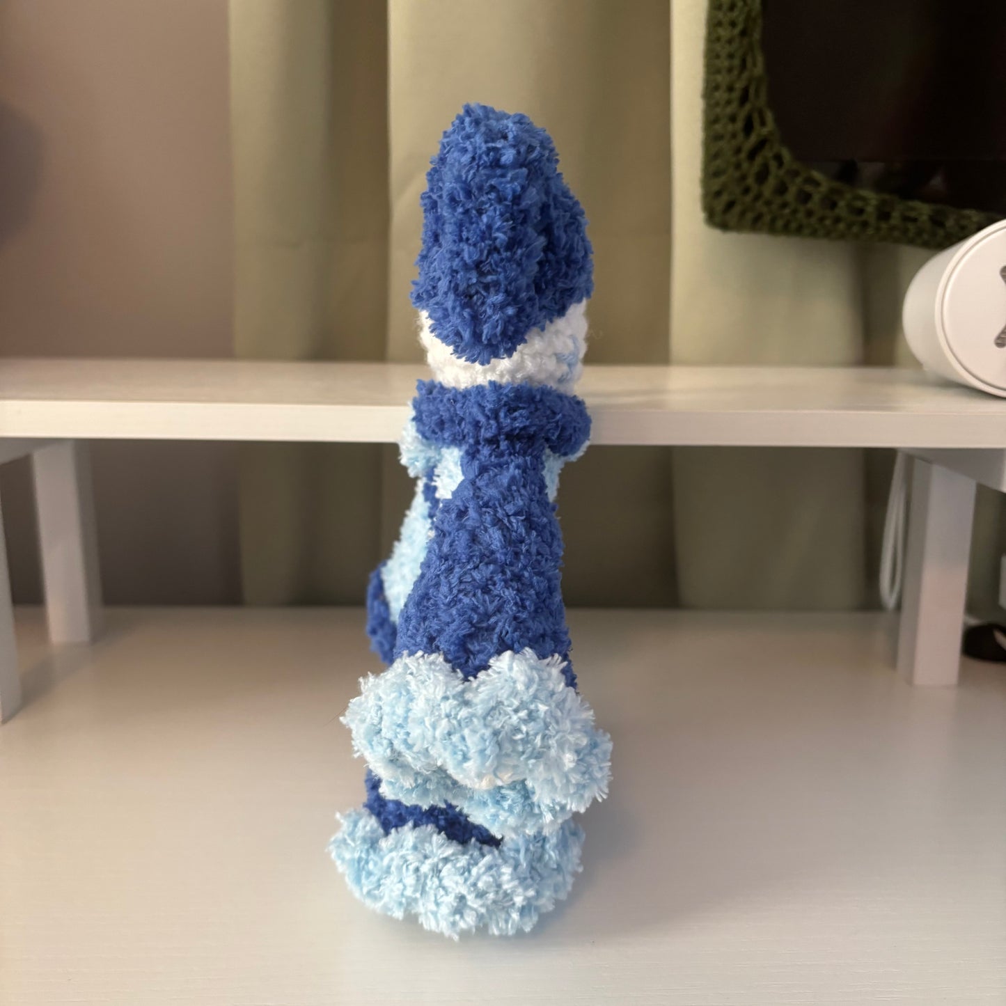 Handmade Crochet Fluffy Jester Plushie – Whimsical Amigurumi Jules the Jester in Blue