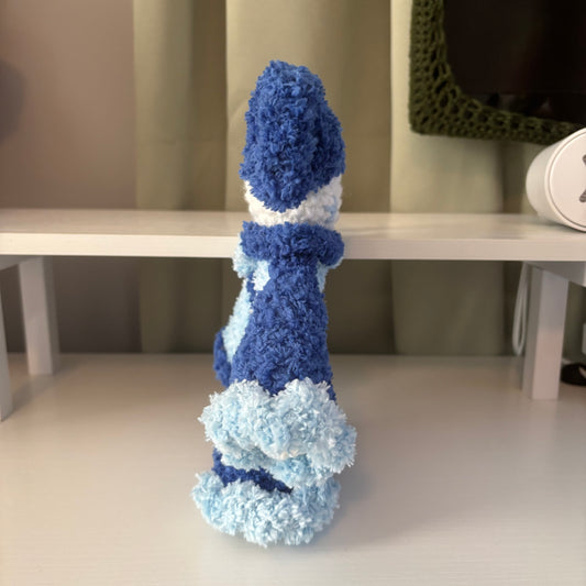 Handmade Crochet Fluffy Jester Plushie – Whimsical Amigurumi Jules the Jester in Blue