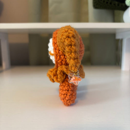 Handmade Mini Crochet Jester Plushie – Whimsical Amigurumi Clown Doll in Orange