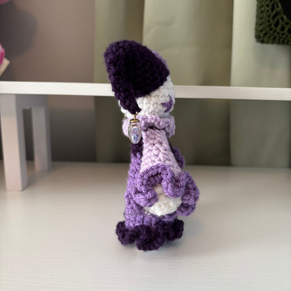 Handmade Crochet Jester Plushie – Whimsical Amigurumi Jules the Jester in Purples