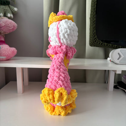 Handmade Crochet Jumbo Clown Plushie – Whimsical Amigurumi Clover the Clown in Pink and Yellow