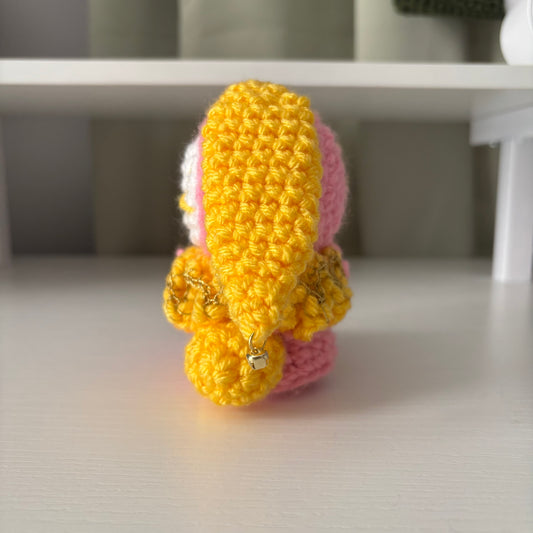 Handmade Crochet Jester Bunny Plushie – Amigurumi Clown Doll in Pink and Yellow