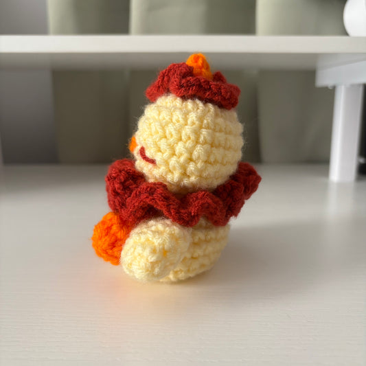 Handmade Crochet Duck Clown Plushie – Whimsical Amigurumi