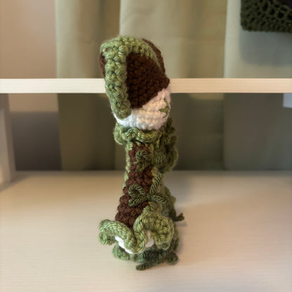 Handmade Crochet Jester Plushie – Whimsical Amigurumi Jester in Green and Brown