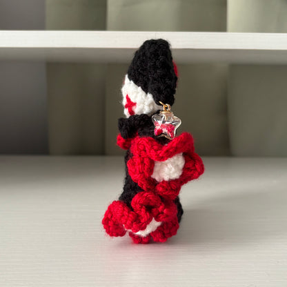 Handmade Crochet Baby Jules the Jester Plushie – Amigurumi Clown Doll in Black and Red