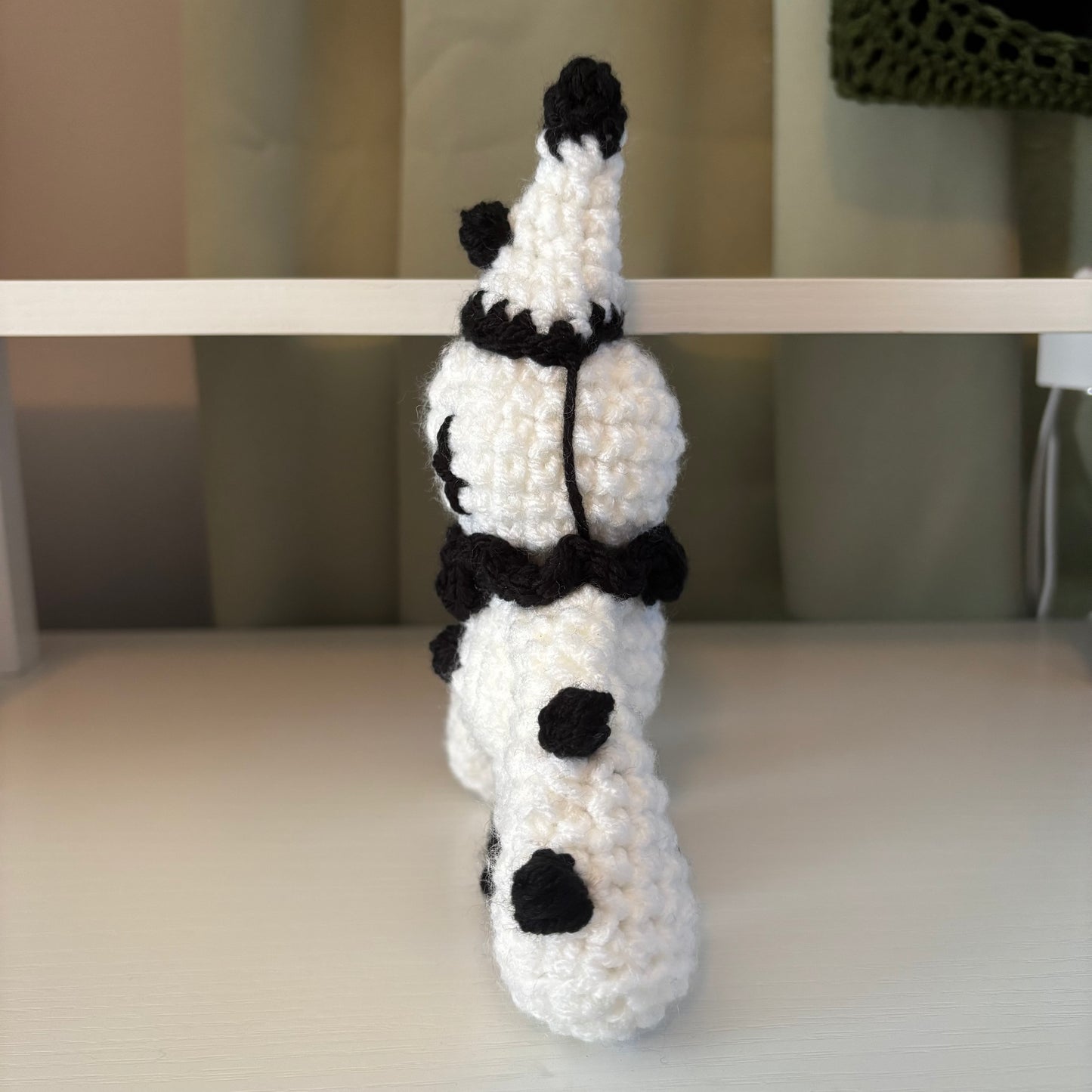 Handmade Crochet Pierrot Plushie – Whimsical Amigurumi in Black and White