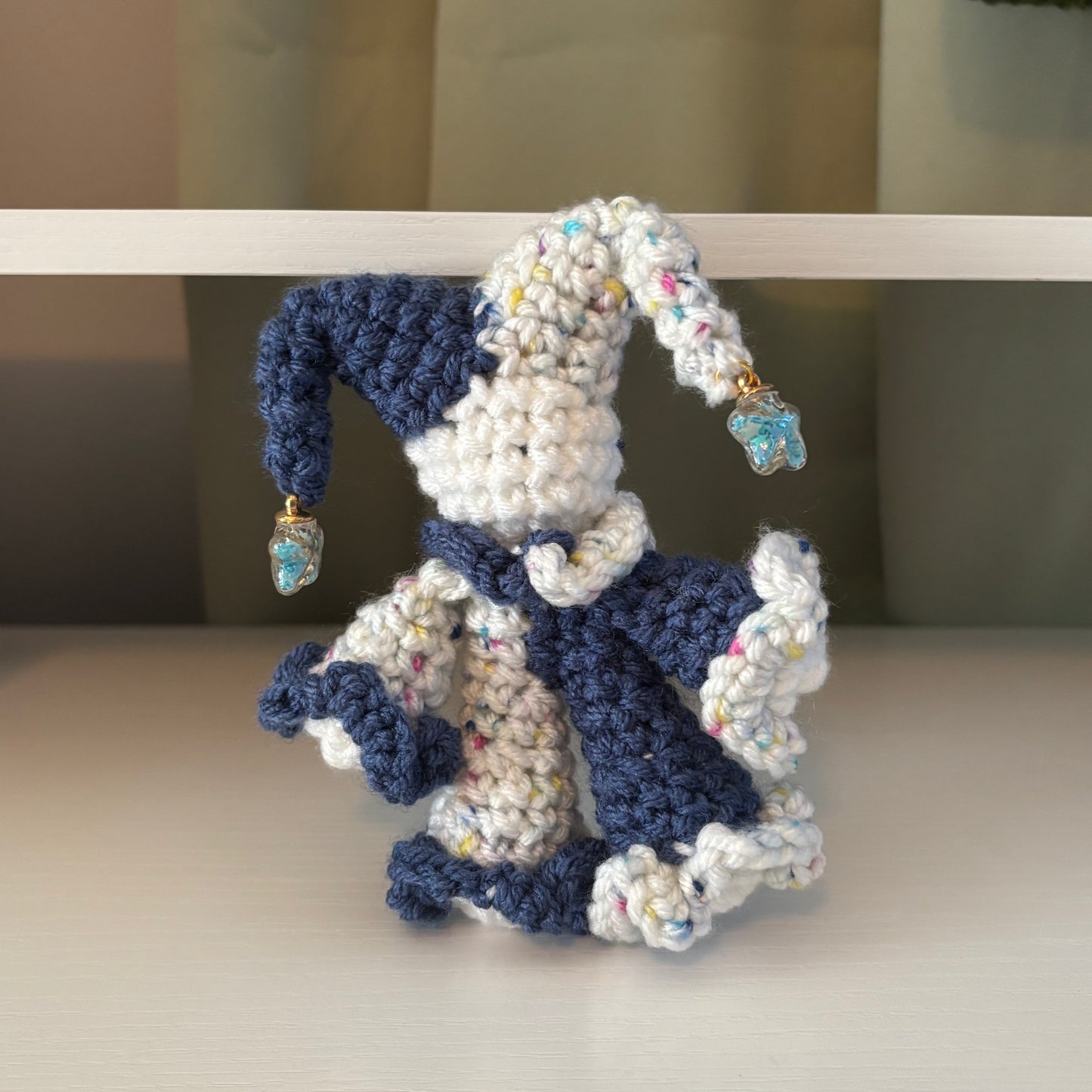 Handmade Crochet Baby Jules the Jester Plushie – Amigurumi Clown Doll in Blue