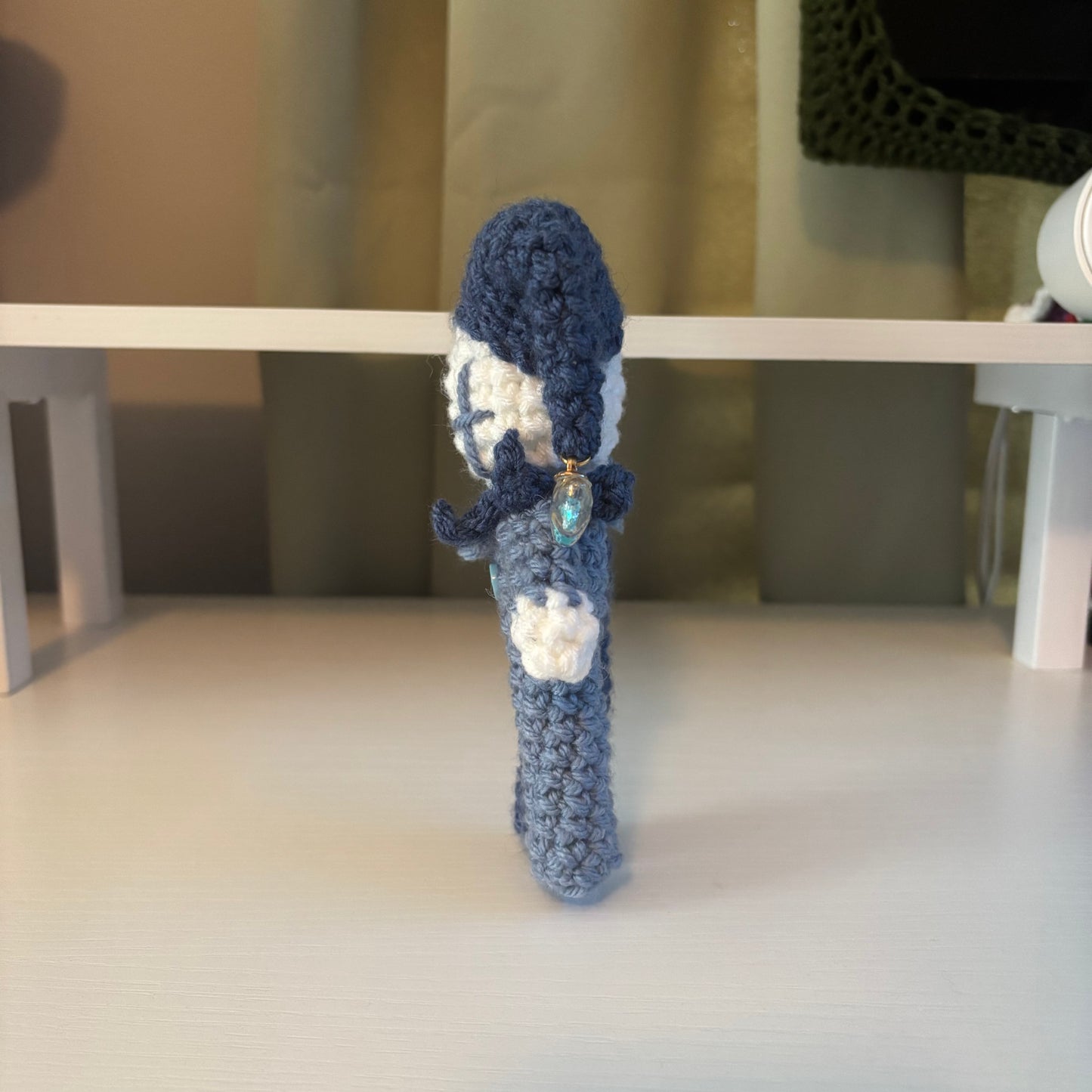 Handmade Crochet Mini Jester Plushie – Amigurumi Clown Doll in Blue