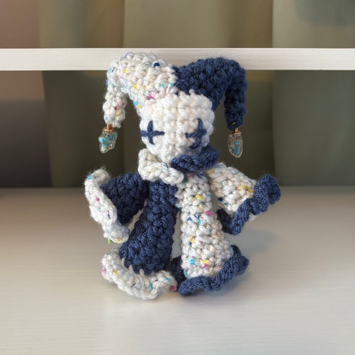 Handmade Crochet Baby Jules the Jester Plushie – Amigurumi Clown Doll in Blue
