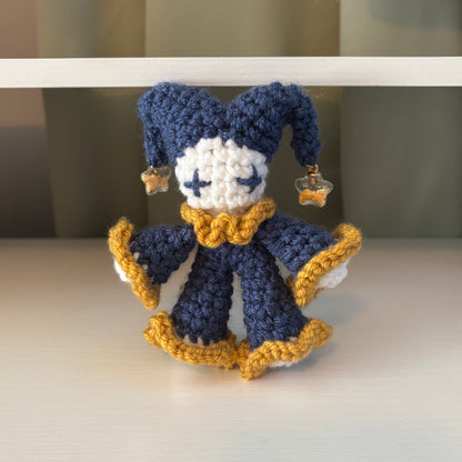 Handmade Crochet Baby Jules the Jester Plushie – Amigurumi Clown Doll in Blue