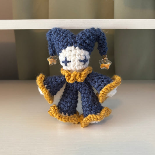 Handmade Crochet Baby Jules the Jester Plushie – Amigurumi Clown Doll in Blue