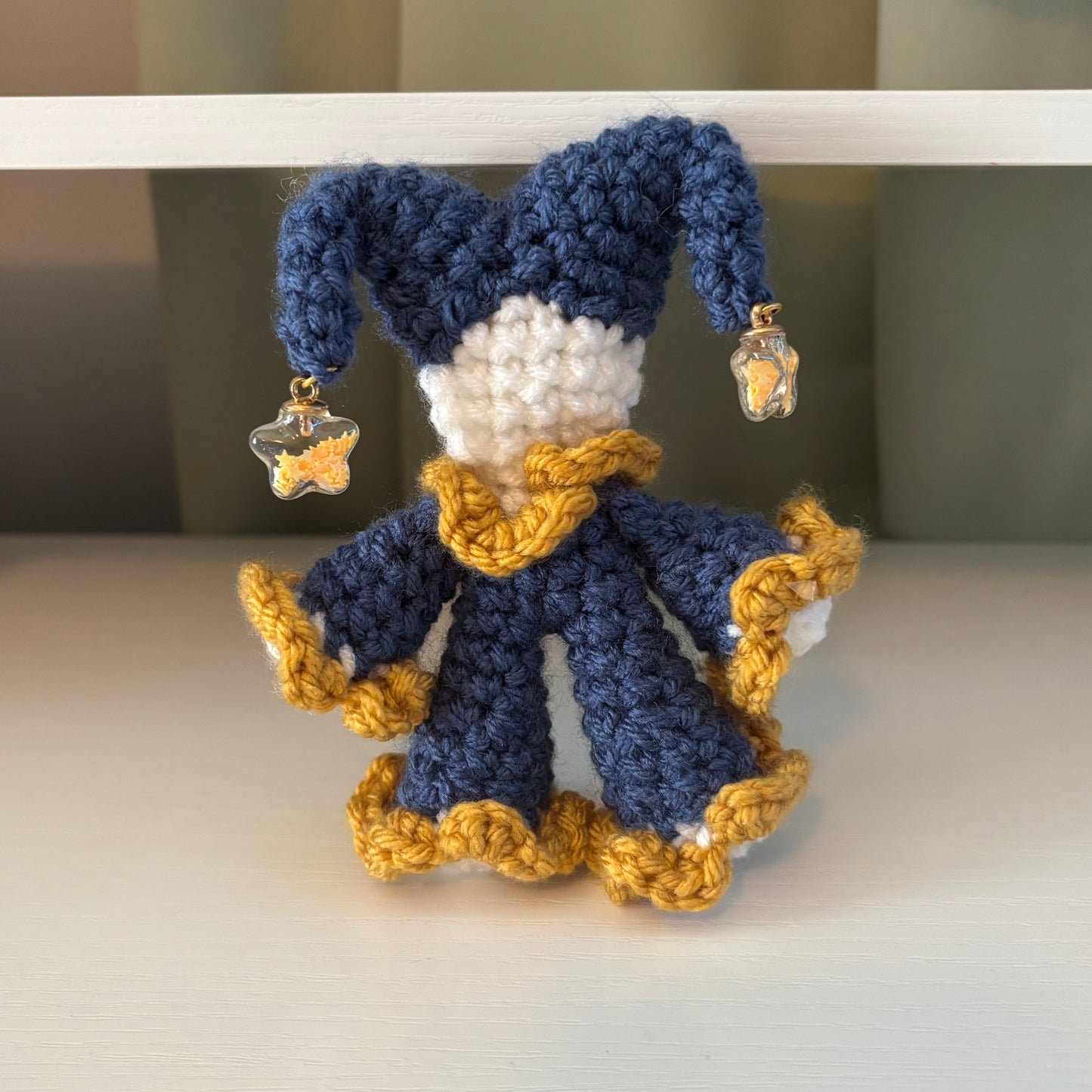 Handmade Crochet Baby Jules the Jester Plushie – Amigurumi Clown Doll in Blue