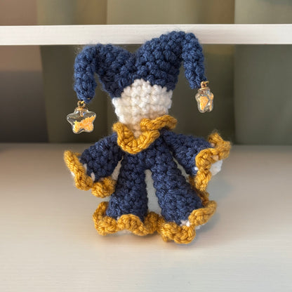 Handmade Crochet Baby Jules the Jester Plushie – Amigurumi Clown Doll in Blue
