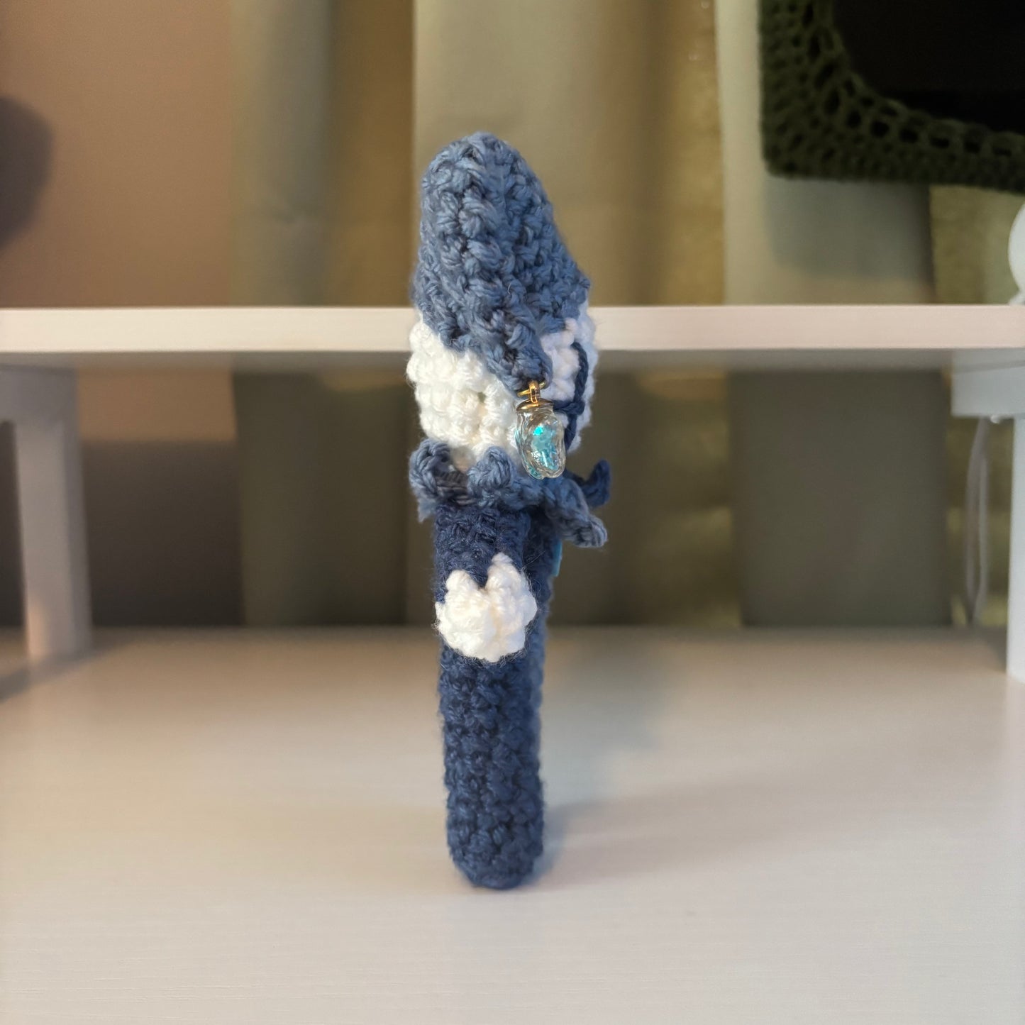 Handmade Crochet Mini Jester Plushie – Amigurumi Clown Doll in Blue