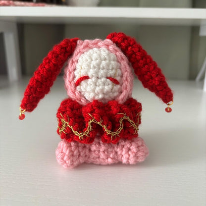 Crochet Pattern – Mini Whimsical Bunny Jester/Clown Plushie – PDF Amigurumi Tutorial