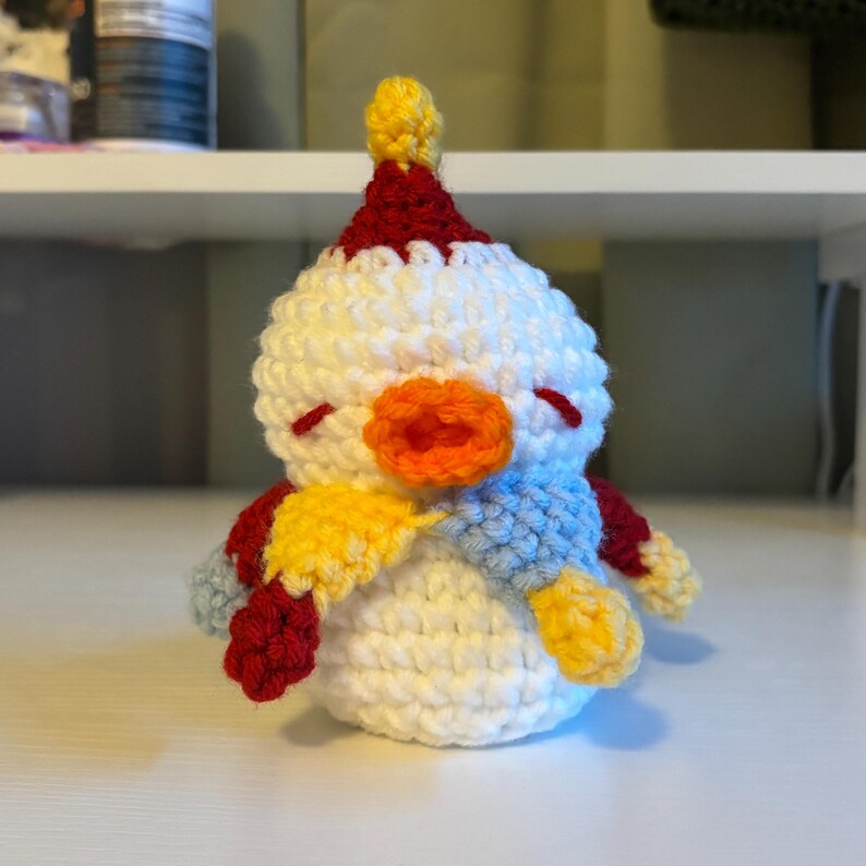 Crochet Clown Duck Pattern | Amigurumi Duck with Clown Hat | Cute Circus Plush PDF Pattern
