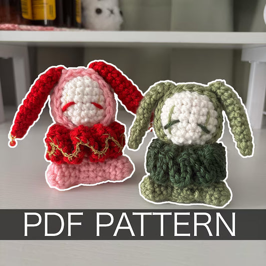 Crochet Pattern – Mini Whimsical Bunny Jester/Clown Plushie – PDF Amigurumi Tutorial